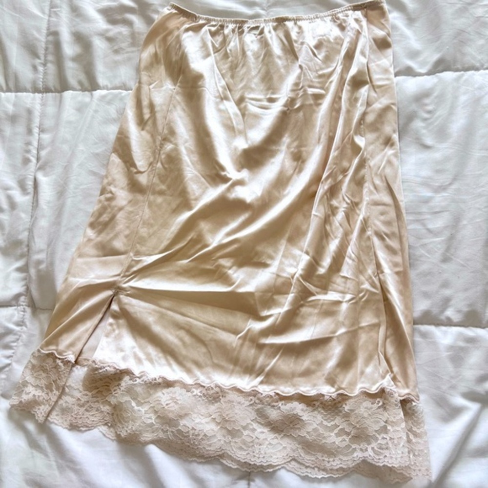 Silky Lace Trim Slip Skirt